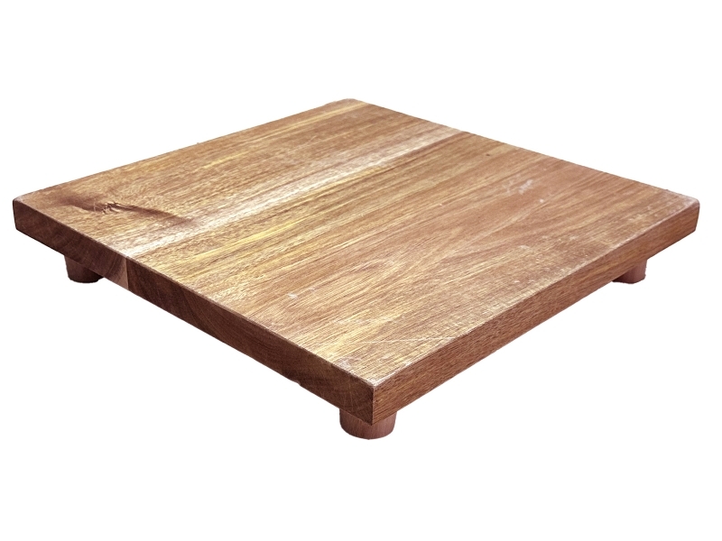 Handcrafted Square Footed Acacia Wood Cutting Board and Riser - Premium Eco-Friendly Serving Block
